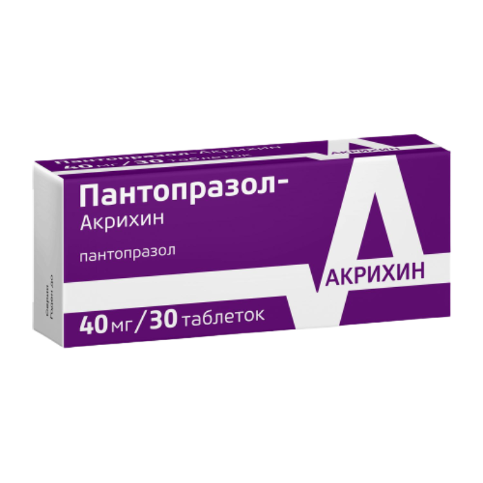 Пантопразол-Акрихин таб ппо кишечнораств 40мг №30