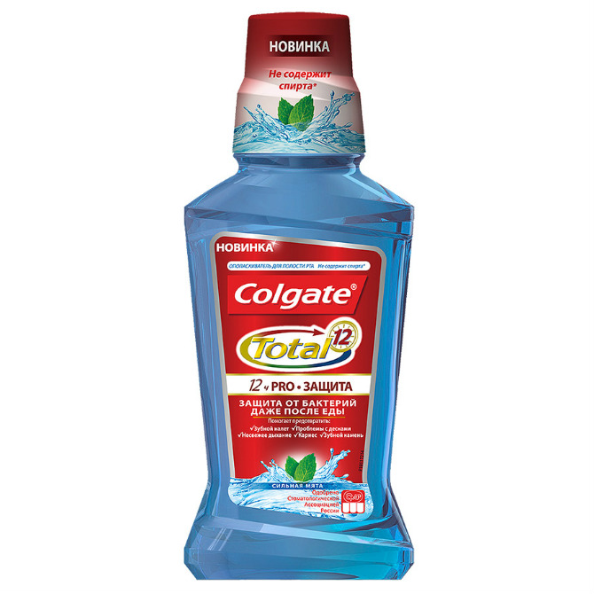 Колгейт (Colgate) Тотал 12 Pro Ополаскиватель д/полости рта 250мл сильная мята