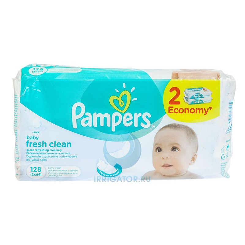 Pampers детские влажные салфетки baby fresh clean сменный блок duo 2х64 препаккороб