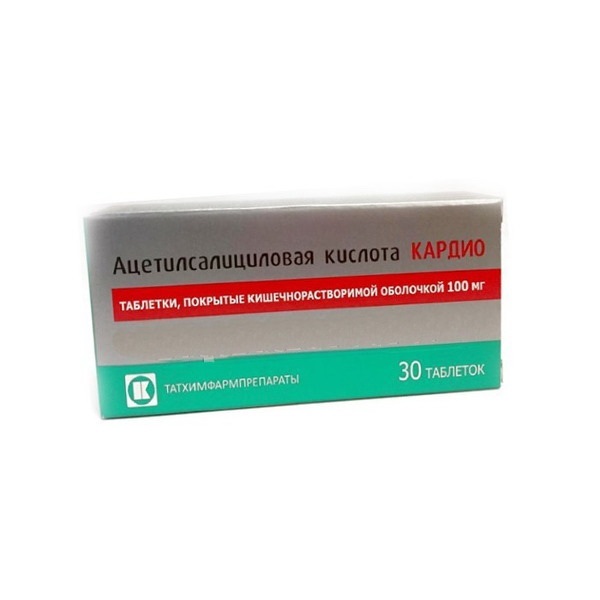 Ацетилсалицилова к-та Кардио табл. п.п.о. кишечнораствор.100мг №30 Татхимфармпрепараты АО