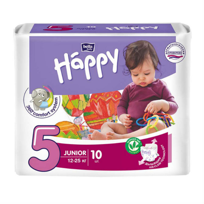 Белла (Bella) Baby Happy Junior подгузники р.5 №10 12-25кг