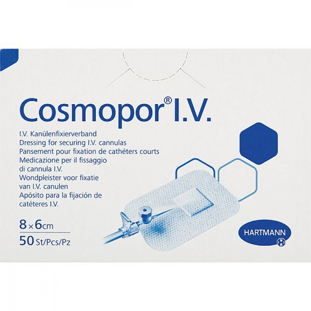 COSMOPOR I.V 6х8 см №50 самоклеящ. повязка для фиксаций катетеров  900805