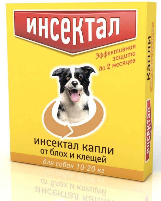 ИНСЕКТАЛ капли от клещей и блох для собак 10-20 кг 1,5мл  N103 Экопром ООО