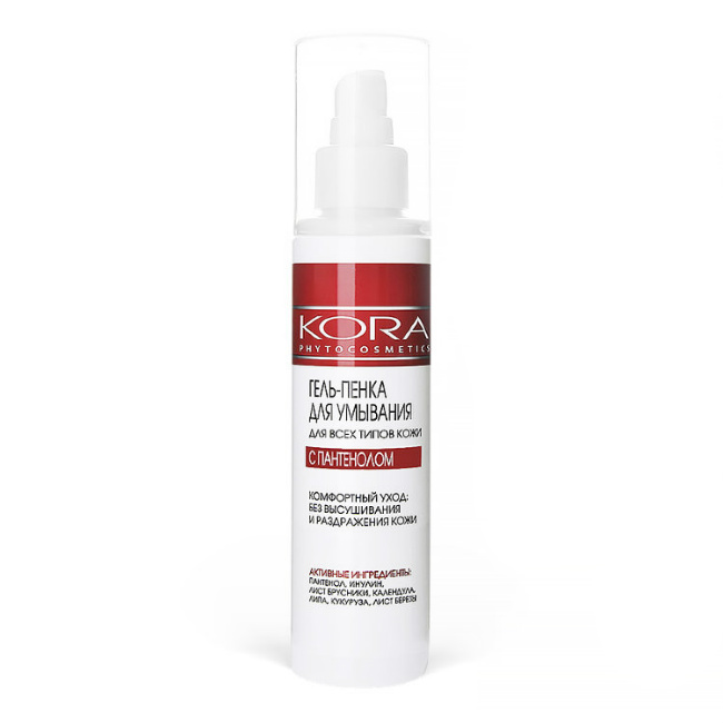 Кора (Kora) гель-пенка для умывания с пантенолом для всех типов кожи 150 мл