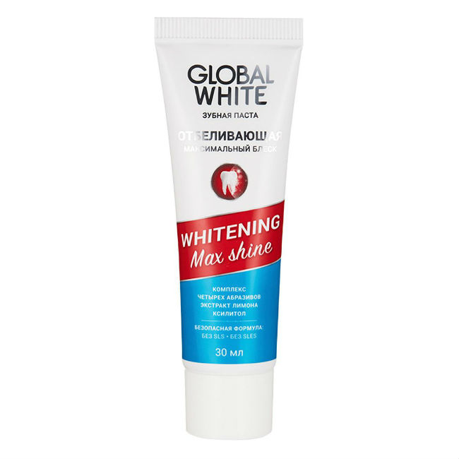 Глобал Вайт Whitening Max Shine з/паста 30мл отбелив Зеленая Дубрава  ЗАО