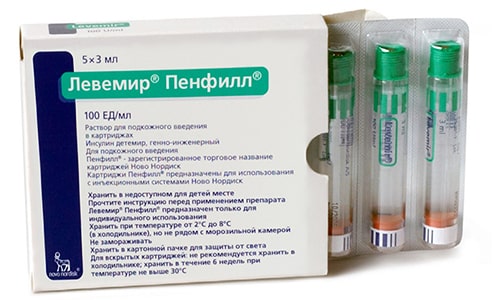 Левемир Пенфилл раствор для п/к введ. 100ЕД/мл в картриджах 3мл №5