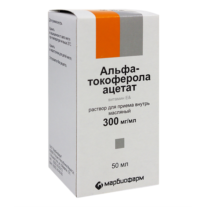 Альфа-Токоферола Ацетат р-р д/внутр масл 300мг/мл 50мл Марбиофарм ОАО