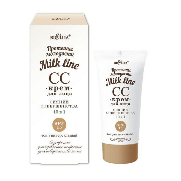 Белита (Belita) Milk СС-Крем д/лица Сияние совершенства 10 в 1 SPF 15 Протеины молодости 30 мл