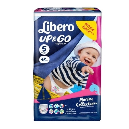 Либеро Up&Go  трусики-подгузники д/детей р.5 №48 10-14 кг SCA Hygiene Products