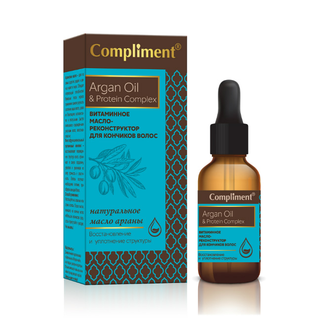 Комплимент (Compliment) Argan Oil & Рrotein Сomplex Витаминное масло-реконстр. д/конч.волос 25 мл Ти