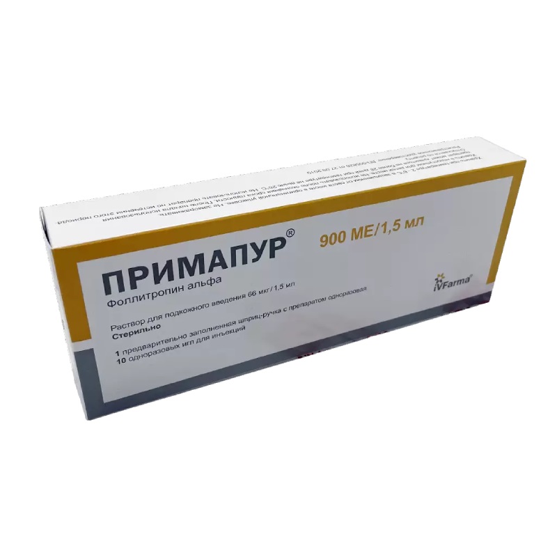 Примапур раствор для п/к введ. 66мкг/1,5мл (900МЕ) картр. в шприц-ручке №1 +10 игл