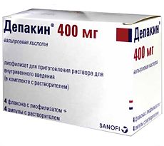 Депакин лиоф.д/р-ра для в/в введ.400мг фл.в компл.с р/лем №4