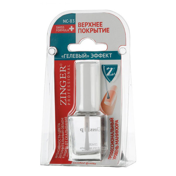 ЗИНГЕР (ZINGER) ВЕРХНЕЕ ПОКРЫТИЕ БЫСТРОСОХНУЩЕЕ ГЕЛЕВЫЙ ЭФФЕКТ NC83 12 МЛ ЗИНГЕР ZINGER