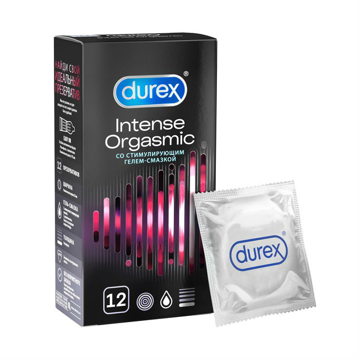 Дюрекс (Durex) Intense Orgasmic презервативы №12 с ребристой и точечной структурой