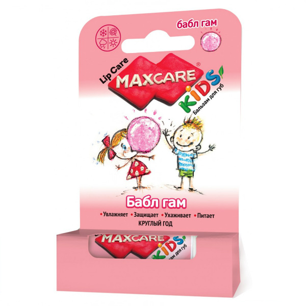 МаксКейр (MaxCare) Kids Детский бальзам для губ Бабл Гам Галант Косметик-М