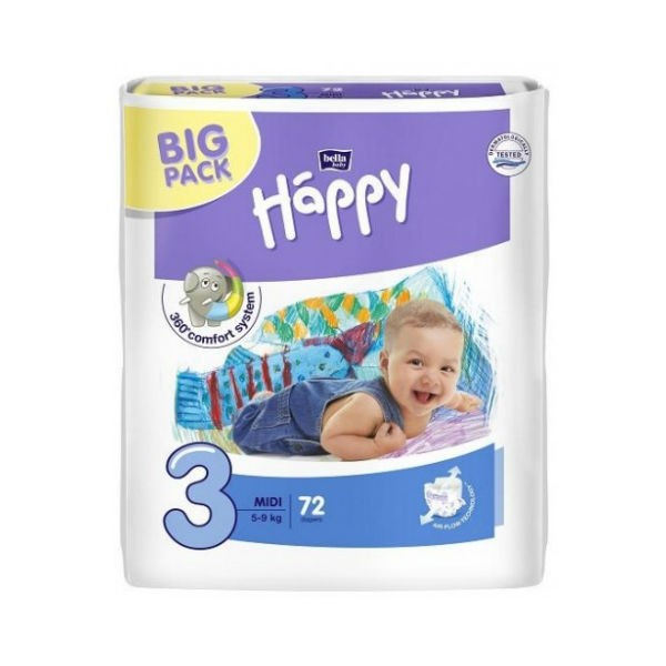 Белла (Bella) Baby Happy Midi подгузники р.3 №72 5-9кг