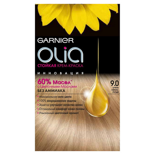 Гарньер (Garnier Olia) Краска для волос 9.0 Очень светло-русый 160мл Лореаль