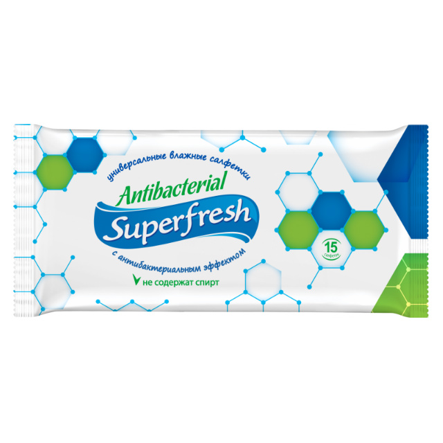 Суперфреш (Superfresh) Салфетки влажные антибактериальные 15 шт. Биосфера