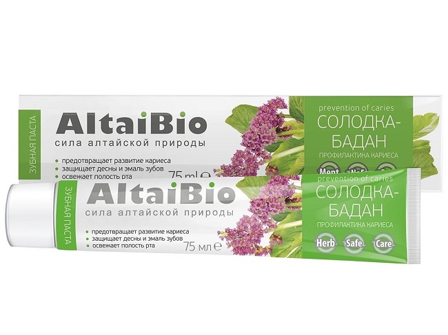 AltaiBio Зубная паста для профилактики кариеса Солодка-Бадан 75мл