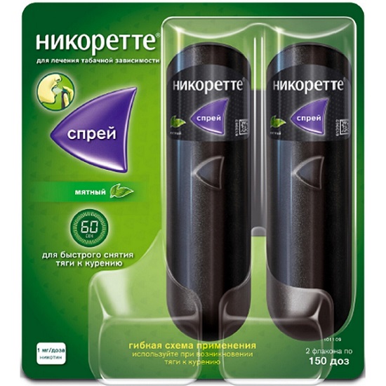 Никоретте спрей д/слизистой оболочки полости рта дозиров 1мг/доза 150доз №2 мятный