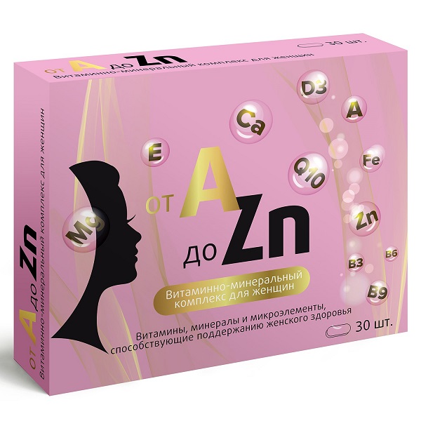 Витаминный комплекс для женщин A-Zn таблетки №30 Квадрат-С