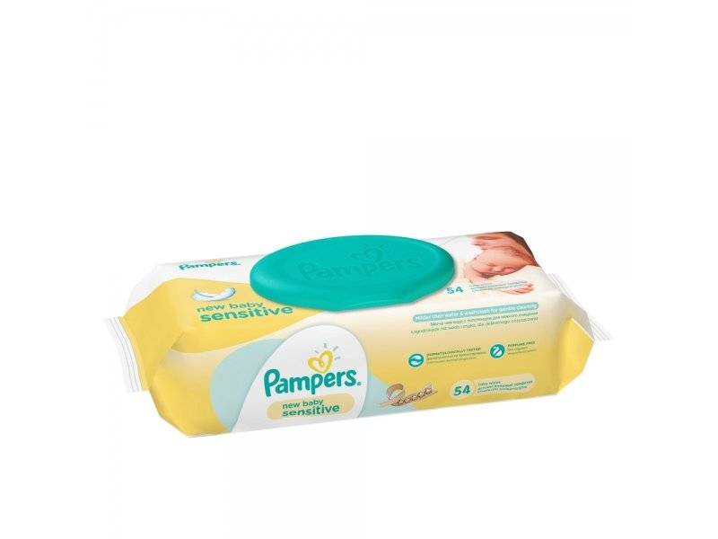 Pampers детские влажные салфетки new baby sensitive 54шт препаккороб