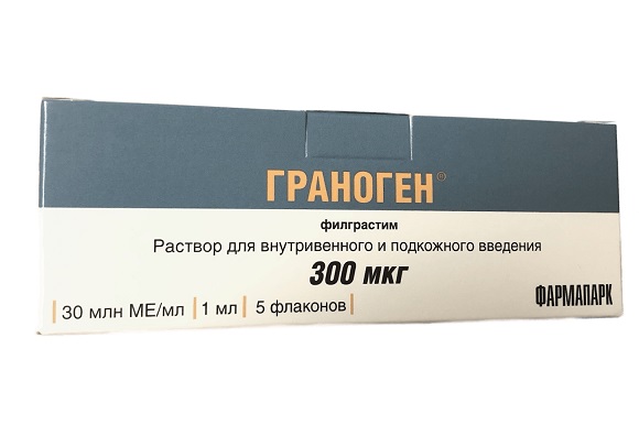 Граноген раствор для в/в и п/к введения 300мкг/мл (30млн МЕ/мл) флакон 1мл №5