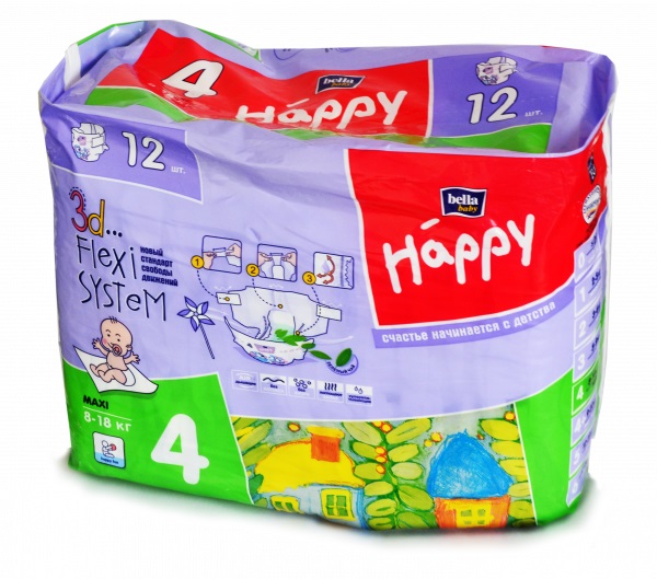 Белла (Bella) Baby Happy Maxi подгузники р.4 №12 8-18кг