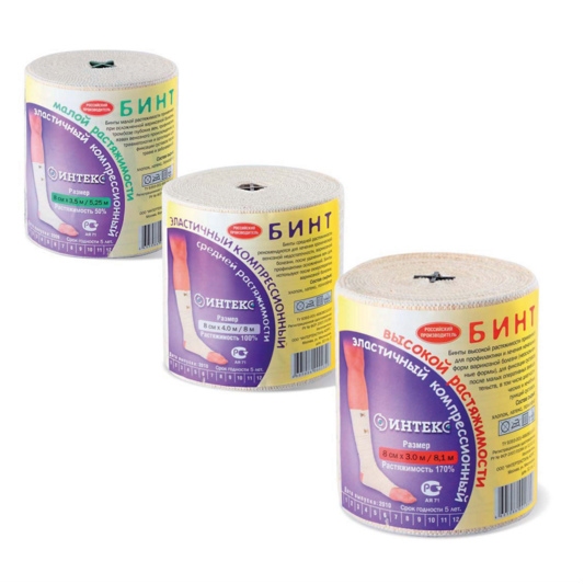 Бинт эласт Интекс  8смX4м ср растяж с застежками Интертекстиль ООО