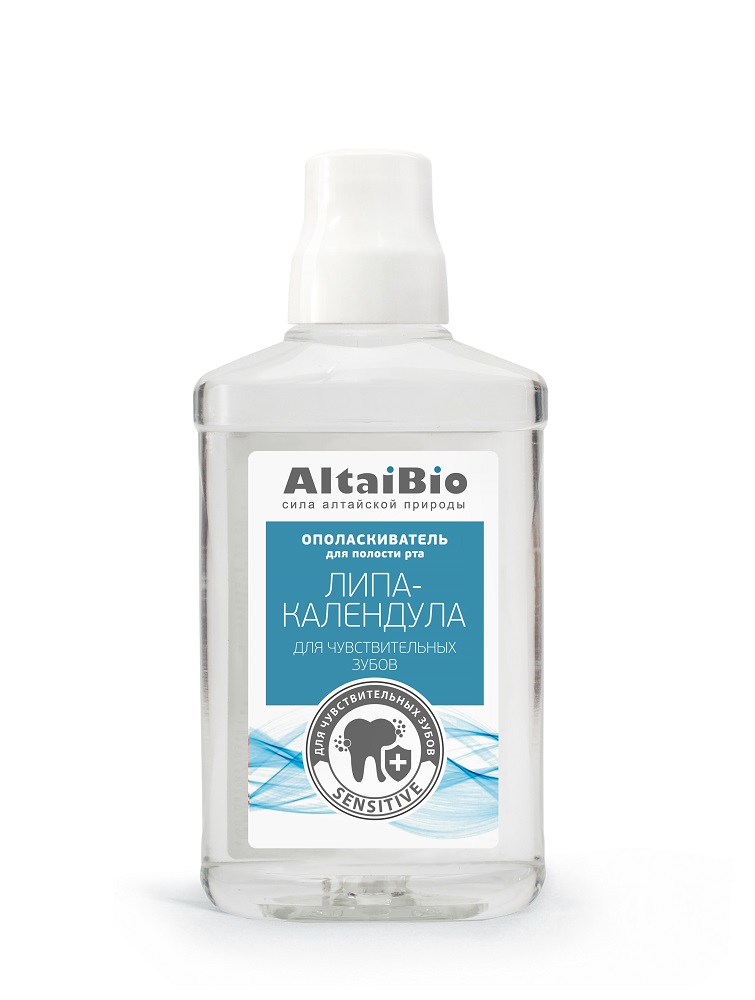 AltaiBio Ополаскиватель для полости рта для чувствительных зубов Липа-Календула 400мл