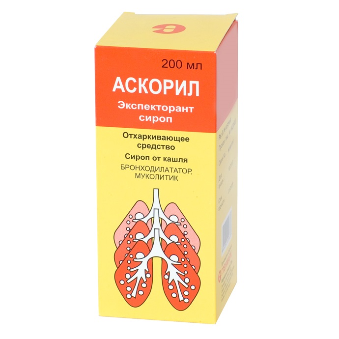 Аскорил Экспекторант р-р для приема внутрь (без сахара) 2мг+50мг+1мг/5мл 200мл