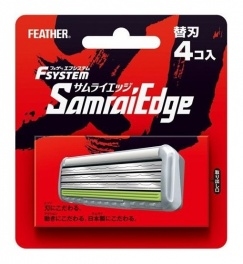 Кассеты Feather запасные с тройным лезвием для станка F-System Samurai Edge 4шт Фезер