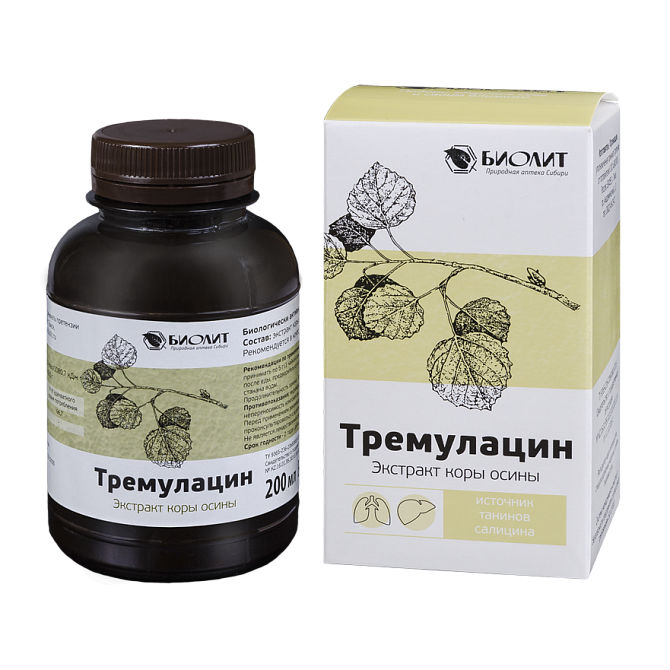 БИОЛИТ ТРЕМУЛАЦИН ЭКСТРАКТ КОРЫ ОСИНЫ 200 МЛ Биолит ООО