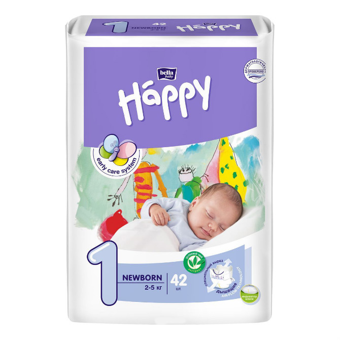 Белла (Bella) Baby Happy Newborn подгузники р.1 №42 2-5кг