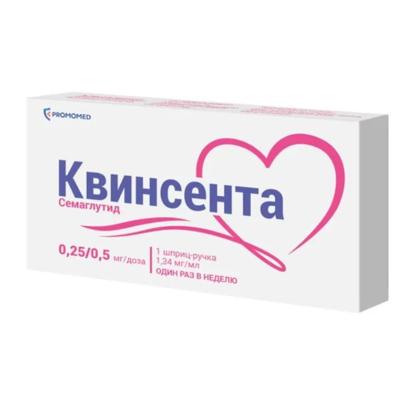 Квинсента раствор для п/к введ. 0,25мг/0,5мг 1,5мл +6 иглы