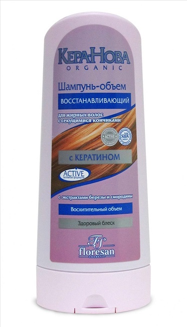 Флоресан Кера-Нова шампунь-объем 400мл для жирных волос у корней и сухих на кончиках