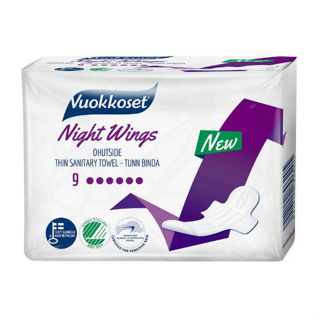 Вуоккосет (Vuokkoset) Прокладки женские Night Wings (ночные с крылышками) 9 шт. Делипап