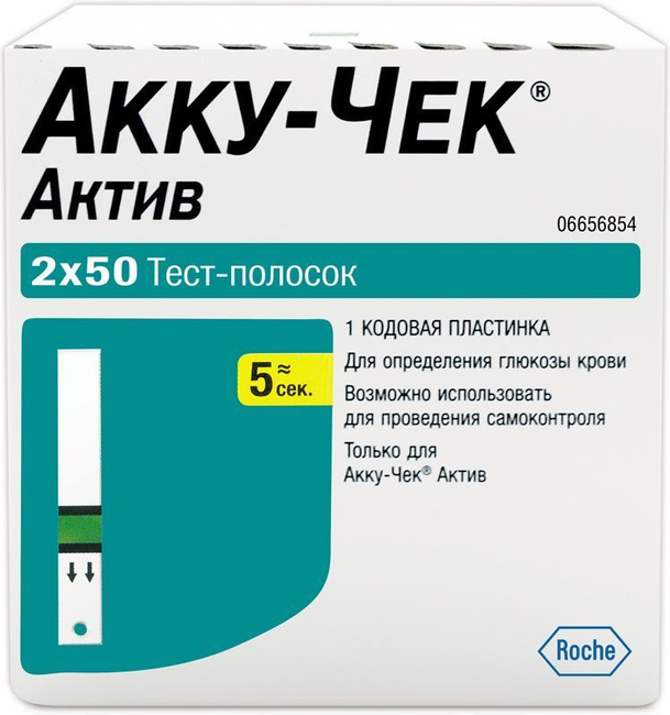 Акку Чек (Accu-Chek) Active Тест-полоски д/глюкометра №100 (2X50шт)