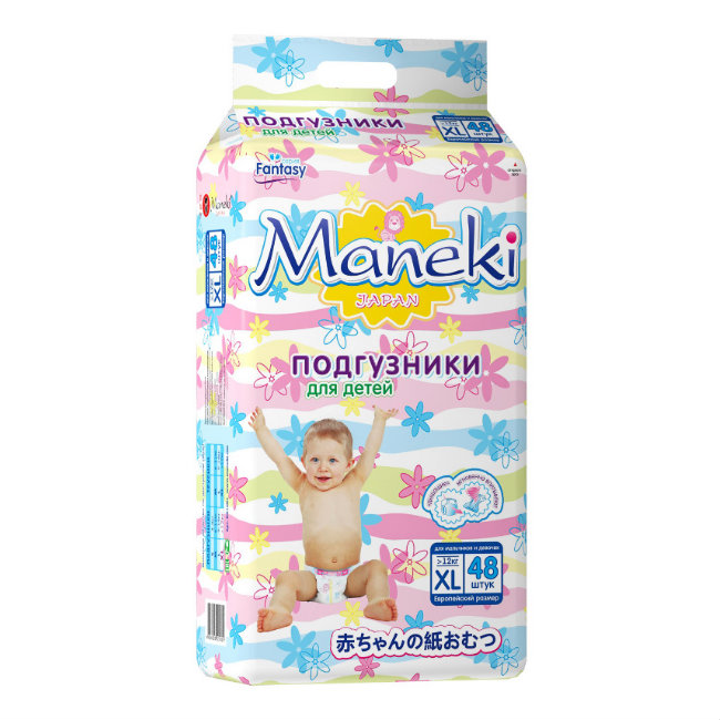 Подгузники Maneki Fantasy XL от 12 кг 48 шт. Манеки