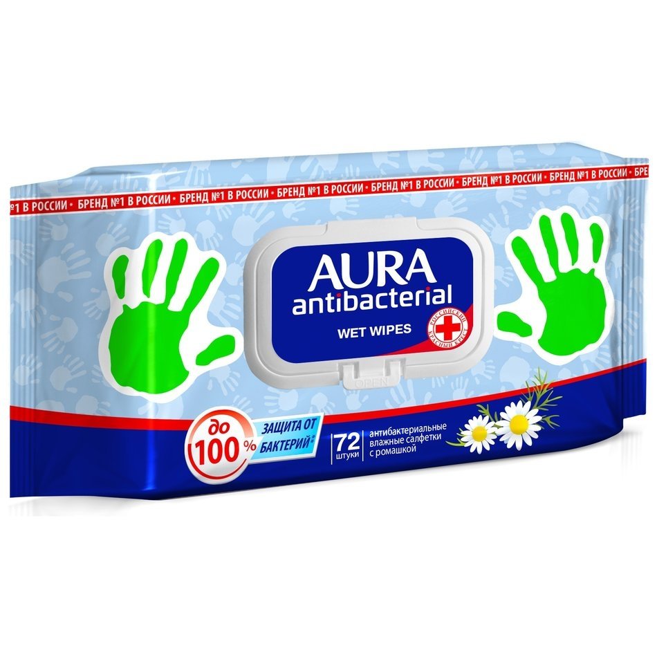 Аура (Aura) Antibacterial Салфетки влажн №72 антибактер