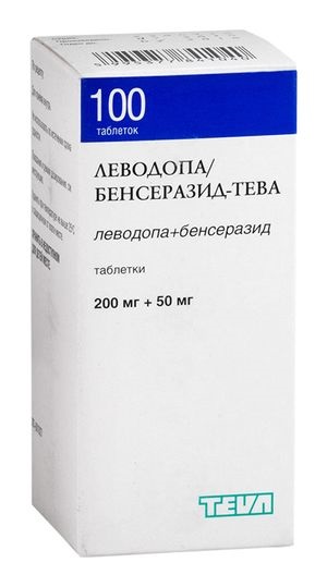 Леводопа/Бенсеразид-Тева табл. 200мг+50мг №100