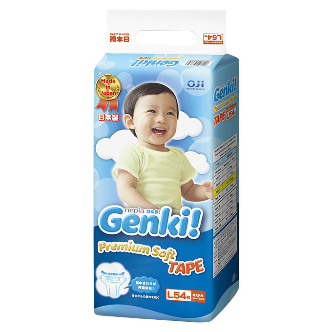 Генки (Genki) Premium Soft Подгузники для мальчиков и девочек L (9-14 кг) 54 шт. Непиа