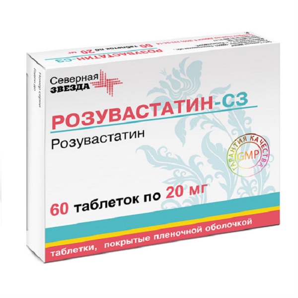 Розувастатин-СЗ табл.п.п.о. 20мг №60