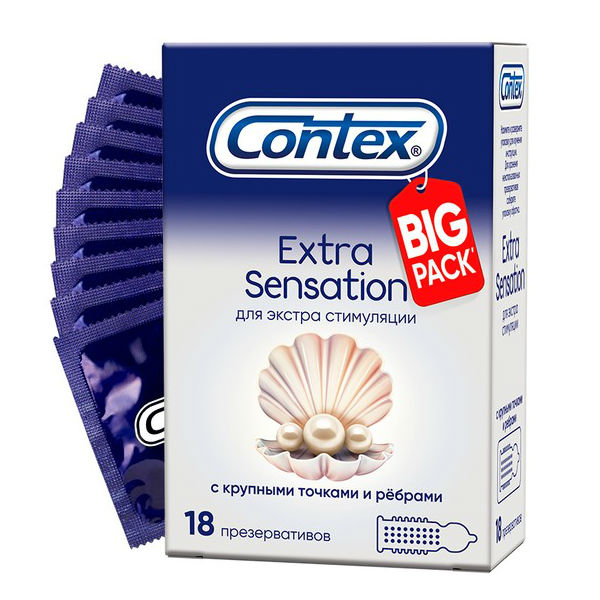 Контекс (Contex) Extra Sensation презервативы №18 с крупными точками и ребрами