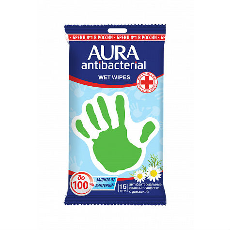 Аура (Aura) Antibacterial Салфетки влажн №15 ромашка и лимон