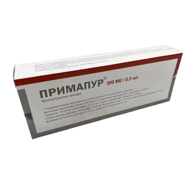 Примапур раствор для п/к введ. 22мкг/0,5мл (300МЕ) картр. в шприц-ручке №1 +5 игл