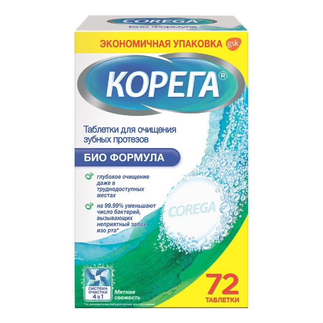 Корега (Corega) Био Формула табл. д/очищ з/протезов №72