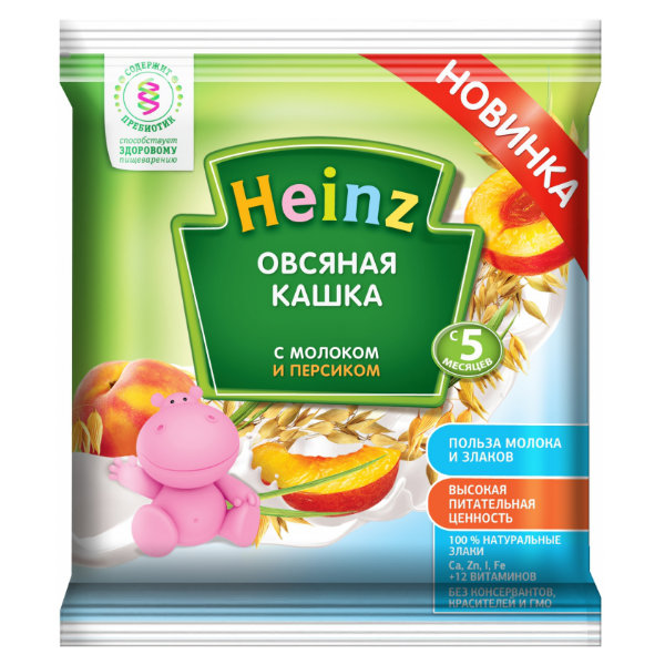 Хайнц (Heinz) Кашка мол.овсяная с персиком 5 мес. саше 30 г