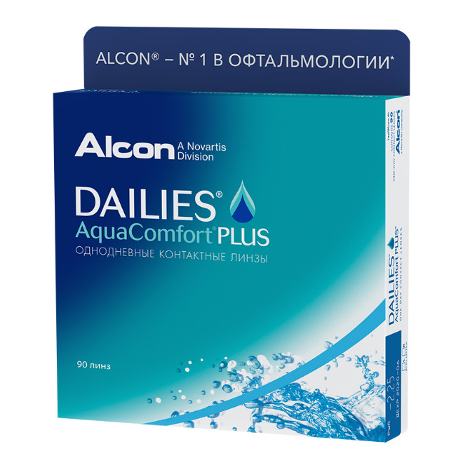 Контактные линзы Dailies Aqua Comfort Plus однодневные -2.00 90 шт. Алкон