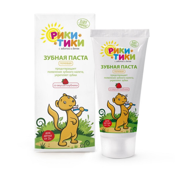 Рики-Тики з/паста д/детей гелевая от 3 + 50мл клубника